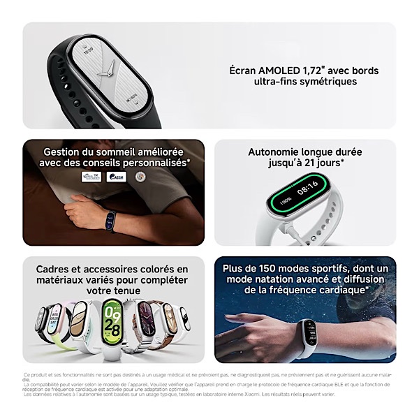 XIAOMI MI SMART BAND 10 NOIR - Bracelet connecté, étanche, écran tactile AMOLED de 1.72", 212 x 520 pixels, Bluetooth 5.4, 233 mAh, iOS/Android, Suivi multisports, Moniteur de fréquence cardiaque, 21 Jours d’autonomie – Image 2