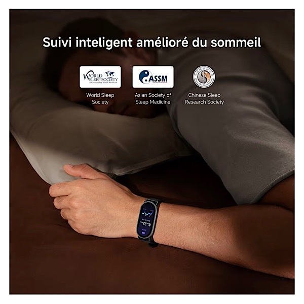 XIAOMI MI SMART BAND 10 NOIR - Bracelet connecté, étanche, écran tactile AMOLED de 1.72", 212 x 520 pixels, Bluetooth 5.4, 233 mAh, iOS/Android, Suivi multisports, Moniteur de fréquence cardiaque, 21 Jours d’autonomie – Image 9