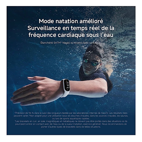 XIAOMI MI SMART BAND 10 NOIR - Bracelet connecté, étanche, écran tactile AMOLED de 1.72", 212 x 520 pixels, Bluetooth 5.4, 233 mAh, iOS/Android, Suivi multisports, Moniteur de fréquence cardiaque, 21 Jours d’autonomie – Image 12