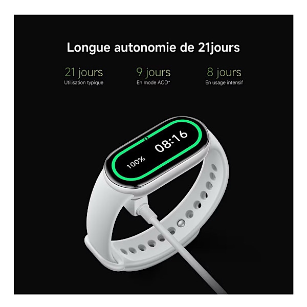 XIAOMI MI SMART BAND 10 NOIR - Bracelet connecté, étanche, écran tactile AMOLED de 1.72", 212 x 520 pixels, Bluetooth 5.4, 233 mAh, iOS/Android, Suivi multisports, Moniteur de fréquence cardiaque, 21 Jours d’autonomie – Image 15