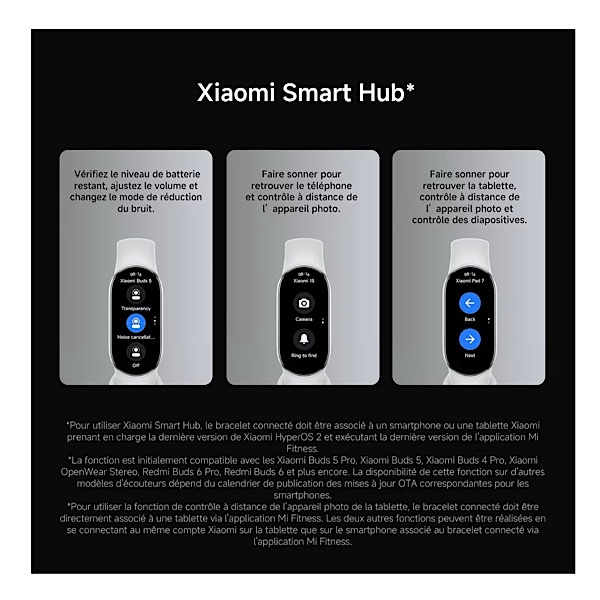 XIAOMI MI SMART BAND 10 NOIR - Bracelet connecté, étanche, écran tactile AMOLED de 1.72", 212 x 520 pixels, Bluetooth 5.4, 233 mAh, iOS/Android, Suivi multisports, Moniteur de fréquence cardiaque, 21 Jours d’autonomie – Image 8