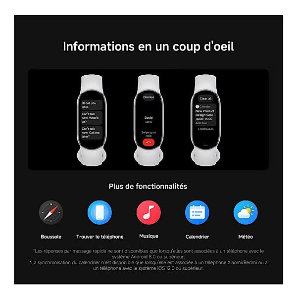 XIAOMI MI SMART BAND 10 NOIR - Bracelet connecté, étanche, écran tactile AMOLED de 1.72", 212 x 520 pixels, Bluetooth 5.4, 233 mAh, iOS/Android, Suivi multisports, Moniteur de fréquence cardiaque, 21 Jours d’autonomie – Image 13