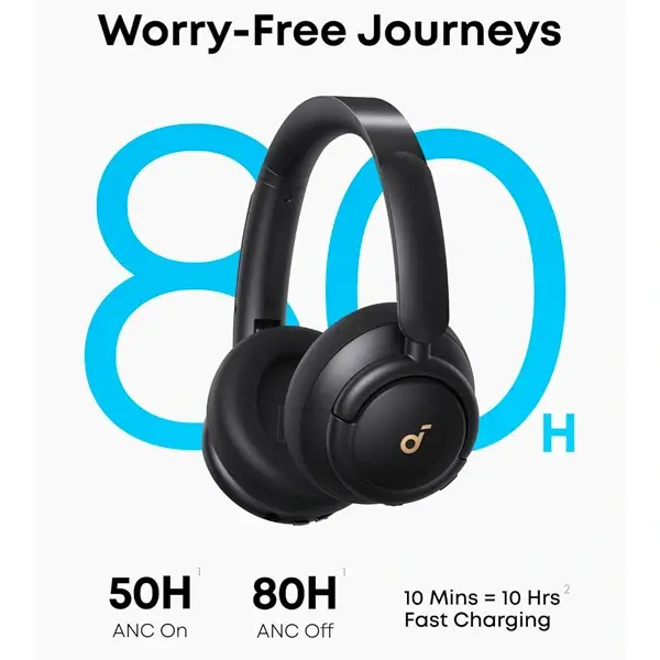 Soundcore Q30 by Anker - Casque sans fil 50h d’autonomie, Réduction de bruit hybride, BT 5.3, Basses profondes – Noir – Image 2