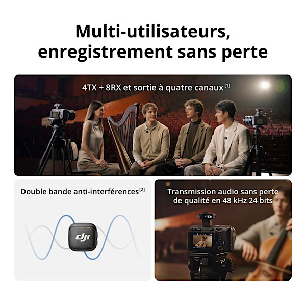 DJI Mic 3 (2 TX + 1 RX + Boîtier de Recharge), Microphone sans Fil pour iPhone/caméra/Android, ultraléger, contrôle de Gain adaptatif pour Un Volume équilibré, 28 h d’Utilisation, Vlog – Image 2