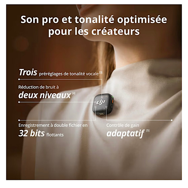 DJI Mic 3 (2 TX + 1 RX + Boîtier de Recharge), Microphone sans Fil pour iPhone/caméra/Android, ultraléger, contrôle de Gain adaptatif pour Un Volume équilibré, 28 h d’Utilisation, Vlog – Image 3