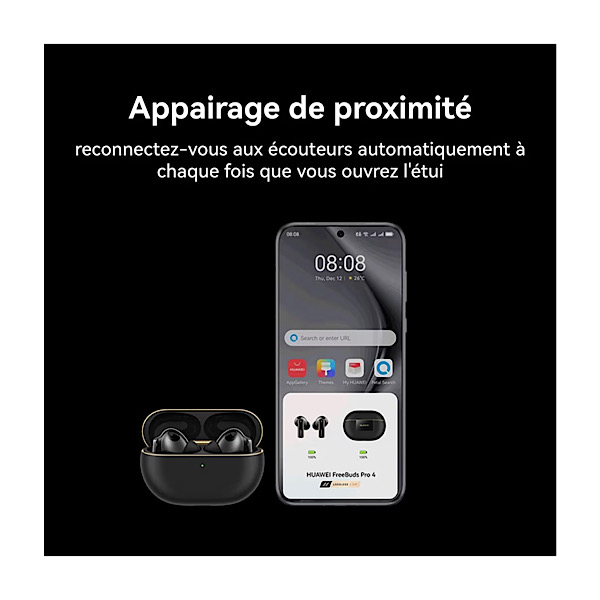 HUAWEI FreeBuds Pro 4 - Ecouteurs sans fil, Réduction de Bruit Active Intelligente et Dynamique, Appels Stables et Audible, Design Cordes argentées, jusqu'à 33 Heures d'écoute, iOS & Android, Noir – Image 10