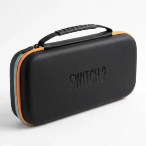 Pochette pour Nintendo Switch 2 – Couleur Noir avec chaîne orange bleu