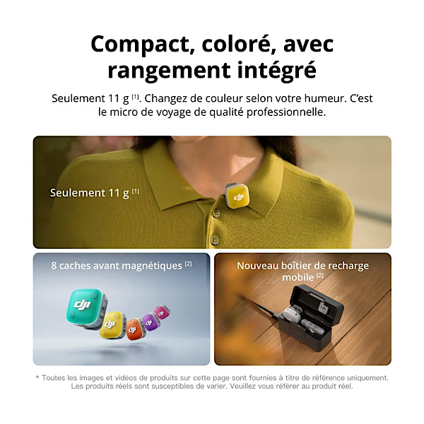 DJI Mic Mini 2 (2 émetteurs + 1 récepteur standard + boîtier de charge), microphone cravate, micro sans fil, portée de 400 m, protection magnétique multicolore – Image 2