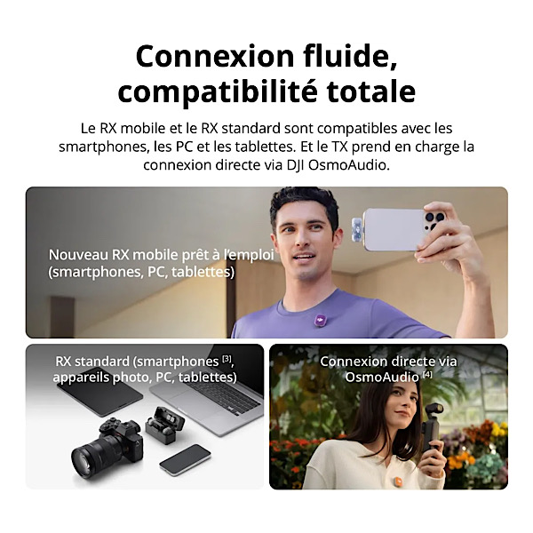 DJI Mic Mini 2 (2 émetteurs + 1 récepteur standard + boîtier de charge), microphone cravate, micro sans fil, portée de 400 m, protection magnétique multicolore – Image 3