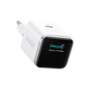 Anker Chargeur USB C à écran Intelligent 45W Nano, Recharge Rapide, Chargeur avec Reconnaissance Intelligente, Blanc (Câble Non Inclus)