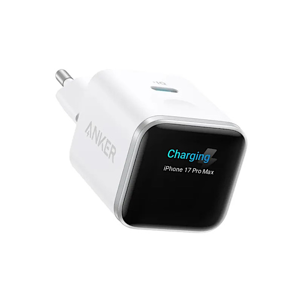Anker Chargeur USB C à écran Intelligent 45W Nano, Recharge Rapide, Chargeur avec Reconnaissance Intelligente, Blanc (Câble Non Inclus)