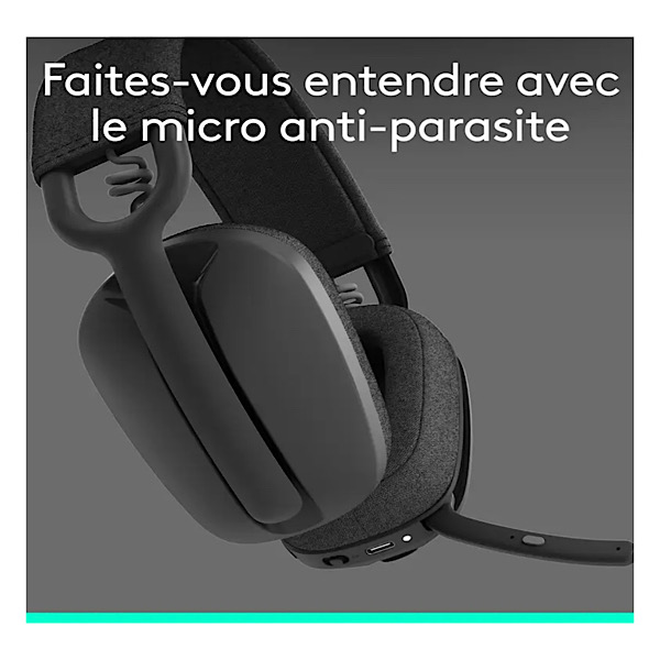 Casque Bluetooth Logitech Zone Vibe 100 - Micro à Réduction de Bruit Escamotable - Autonomie 20h - Ultra Léger (185g) & Confortable - Compatible Zoom, Google Meet, Teams - Son Immersif pour Télétravail et Musique - Éco-conçu - Noir – Image 3