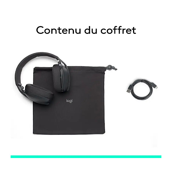 Casque Bluetooth Logitech Zone Vibe 100 - Micro à Réduction de Bruit Escamotable - Autonomie 20h - Ultra Léger (185g) & Confortable - Compatible Zoom, Google Meet, Teams - Son Immersif pour Télétravail et Musique - Éco-conçu - Noir – Image 8