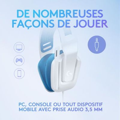 Logitech G G335 Casque Gamer Filaire, avec Micro, Prise Audio 3,5 mm, Ecouteurs Mousse à Mémoire de Forme, Léger, Compatible avec PC, PlayStation, Xbox, Nintendo Switch & Switch 2 - Blanc – Image 3