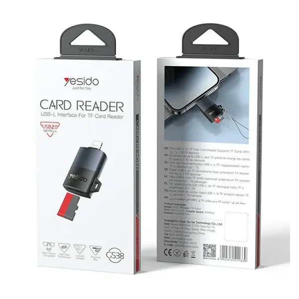 Lecteur de carte mémoire Yesido – Port Lightning – Vitesse de transfert allant jusqu’à 480 Mbps – GS38 – Image 2