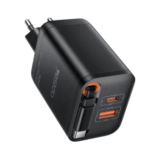 Chargeur rapide rétractable avec deux ports supplémentaires Yesido GaN – 40W – Câble type-c 65cm – 1 port USB – 1 port type-c – YC99