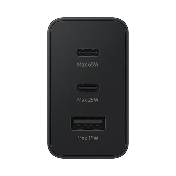 Boitier de charge rapide Samsung – 65W – 2 Type-C et 1 USB – Prise américaine – EP-T6530NBEGGB – Image 2