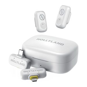 Hollyland Lark A1 Combo Micro-Cravate sans Fil pour iPhone 15/16 & Android, 48 kHz / 24 Bits, Annulation de Bruit Intelligente à 3 Niveaux, Mini Microphone sans Fil pour Youtube, Podcast, Vlog, Vidéo - Blanc