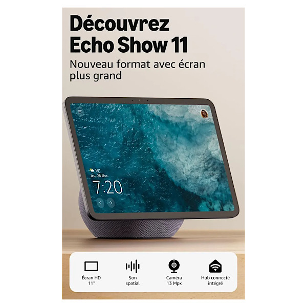Amazon Echo Show 11 (nouvelle génération) : écran Full HD 11" aux couleurs éclatantes avec affichage plus grand, son spatial et Alexa (graphite) – Image 3