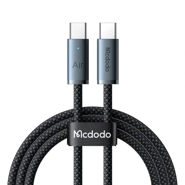 Câble de charge Mcdodo Cab Luma – 240W – Type-c vers type-c – 1.2m – Indicateur LED d’état de charge – Pour MacBook et iPhone – Noir – CA-7082