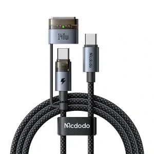 Câble de charge 2en1 Mcdodo – 240W/140W PD – 2m – Type-c vers Type-c et MagSafe 3 pour ordinateur MacBook – CA-8860