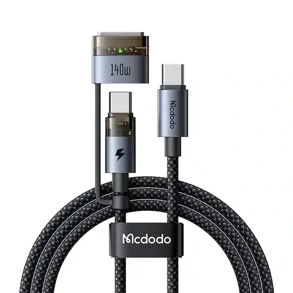 Câble de charge 2en1 Mcdodo – 240W/140W PD – 2m – Type-c vers Type-c et MagSafe 3 pour ordinateur MacBook – CA-8860