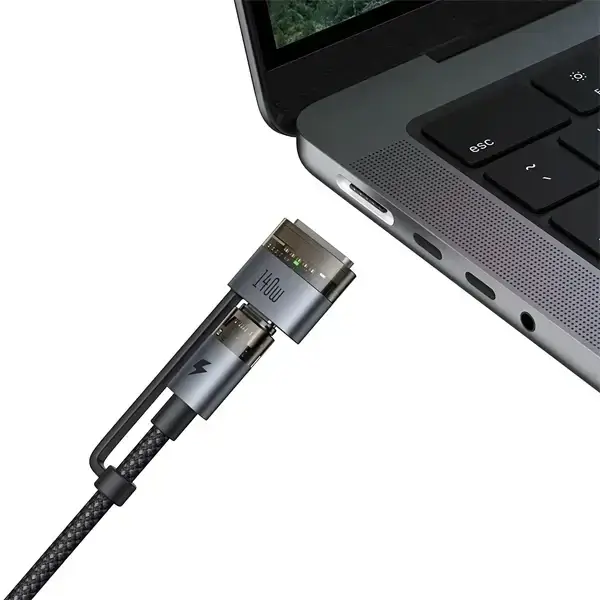 Câble de charge 2en1 Mcdodo – 240W/140W PD – 2m – Type-c vers Type-c et MagSafe 3 pour ordinateur MacBook – CA-8860 – Image 2