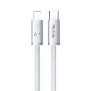 Câble de charge Mcdodo Cab Luma – 36W – Type-c vers Lightning pour iPhone – 1.8m – Indicateur LED d’état de charge – Blanc – CA-7783