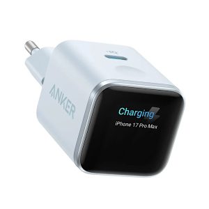 Anker Chargeur USB C à écran Intelligent 45W Nano, Recharge Rapide, Chargeur avec Reconnaissance Intelligente, Bleu (Câble Non Inclus)