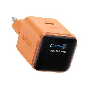 Anker Chargeur USB C à écran Intelligent 45W Nano, Recharge Rapide, Chargeur avec Reconnaissance Intelligente, Orange (Câble Non Inclus)