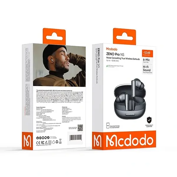 Écouteurs Sans Fil Mcdodo Zeno Pro N5 HP-0880 – 5h d’autonomie, Réduction de Bruit Active, Bluetooth 6.0 , 6 micros intégrés – Image 5