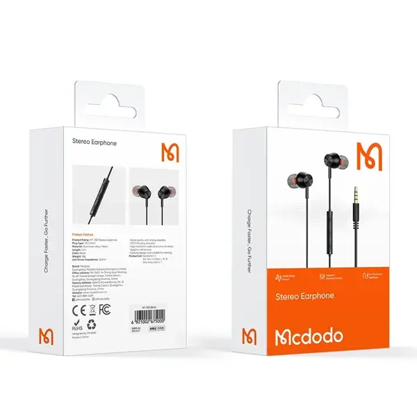 Écouteurs filaires Mcdodo HP-3500 – Connecteur port Jack, Longueur 1.2m, Microphone intégré, Contrôle du volume, Appel et musique – Image 2