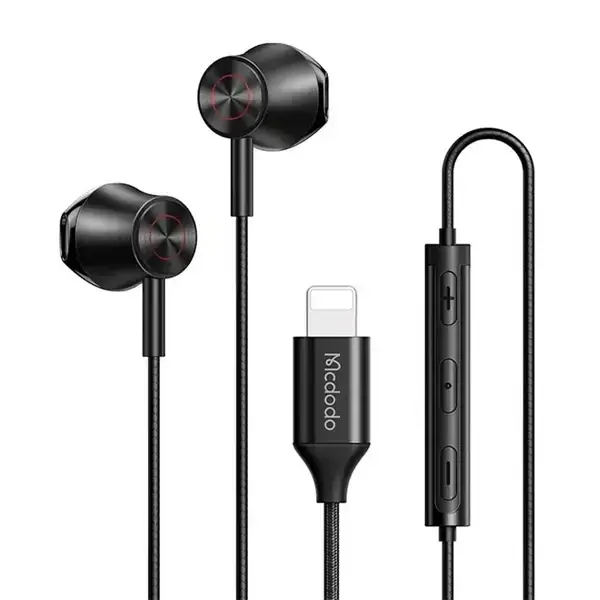 Écouteurs filaires Mcdodo HP-4080 – Port Lightning pour iPhone, longueur 1.2cm, Bouton de contrôle, Appel et musique