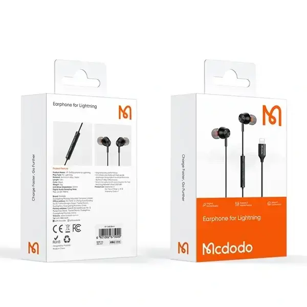 Écouteurs filaires Mcdodo HP-3480 – Port Lightning pour iPhone, longueur 1.2m, Bouton de contrôle – Appel et musique – Image 2