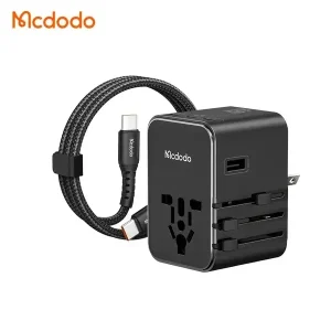 Chargeur détachable Mcdodo Globe Power – 45W – Câble Type-c 1.2m – 3 ports Type-c et 1 port USB intégrés sur le boitier – CP-3270
