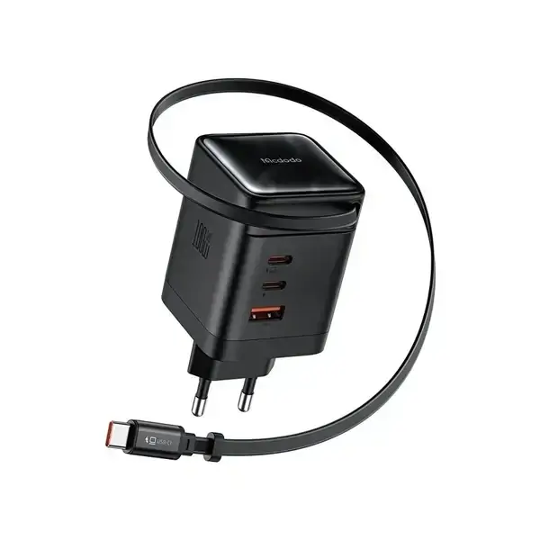 Chargeur Mcdodo FreeGo – 100W – Câble Type-C rétractable 100cm – 2 ports Type-C et 1 port USB intégrés – CH-8470