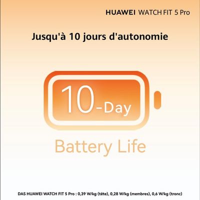HUAWEI Watch FIT 5 Pro Montre connectée, GPS, ECG, Écran AMOLED de 1,92'' Verre saphir, Grande autonomie, Résistance à l'eau 5 ATM, NFC, Suivi sportif & santé, Fonctionne avec iOS & Android, Orange – Image 4