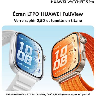 HUAWEI Watch FIT 5 Pro Montre connectée, GPS, ECG, Écran AMOLED de 1,92'' Verre saphir, Grande autonomie, Résistance à l'eau 5 ATM, NFC, Suivi sportif & santé, Fonctionne avec iOS & Android, Orange – Image 5