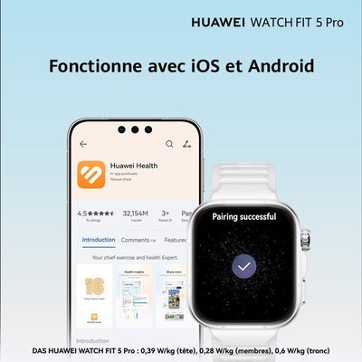 HUAWEI Watch FIT 5 Pro Montre connectée, GPS, ECG, Écran AMOLED de 1,92'' Verre saphir, Grande autonomie, Résistance à l'eau 5 ATM, NFC, Suivi sportif & santé, Fonctionne avec iOS & Android, Orange – Image 8