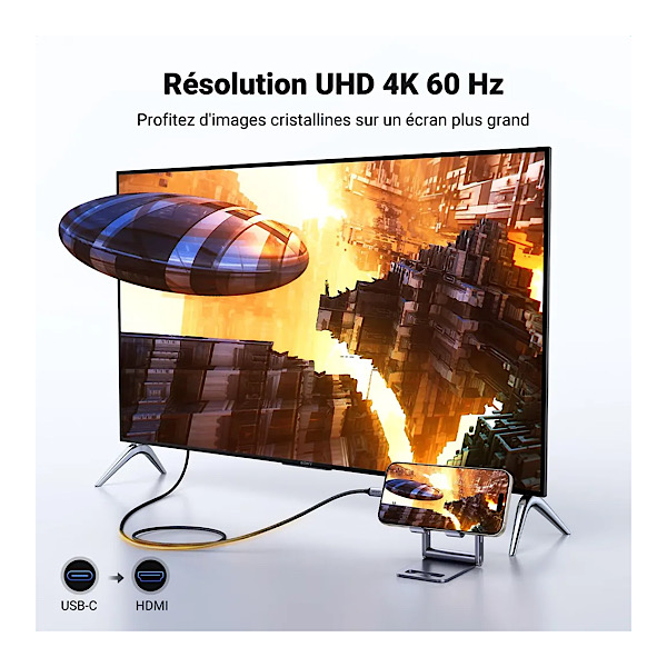 UGREEN, câble USB-C vers HDMI 2.0, 4K 60 Hz, 2 m – Image 3
