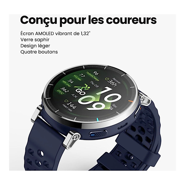 Amazfit Active 3 Premium - Montre Connectée GPS pour Running, Écran AMOLED 1,32" en Saphir, Autonomie 12 Jours, 4 Go, NFC, Cartes Hors Ligne, 170+ Modes Sport, 5 ATM, Smartwatch pour Android & iPhone – Image 4