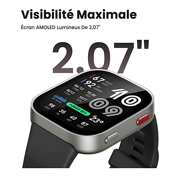 Amazfit Bip Max Bleu Foncé - Montre Connectée 50mm, Écran AMOLED 2,07", Autonomie 20 Jours, GPS & Cartes, 4 Go Stockage, Tracker d’Activité avec Entraînement Hybride, 150+ Sports, Mode HYROX, pour Android iPhone – Image 3