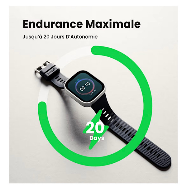 Amazfit Bip Max Bleu Foncé - Montre Connectée 50mm, Écran AMOLED 2,07", Autonomie 20 Jours, GPS & Cartes, 4 Go Stockage, Tracker d’Activité avec Entraînement Hybride, 150+ Sports, Mode HYROX, pour Android iPhone – Image 4