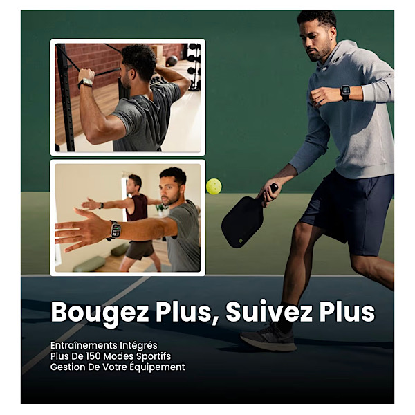 Amazfit Bip Max Bleu Foncé - Montre Connectée 50mm, Écran AMOLED 2,07", Autonomie 20 Jours, GPS & Cartes, 4 Go Stockage, Tracker d’Activité avec Entraînement Hybride, 150+ Sports, Mode HYROX, pour Android iPhone – Image 7