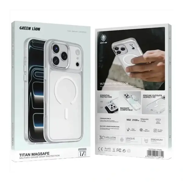 Coque Pour iPhone 17 Pro Max Compatible MagSafe, Anti traces de doigts, Gris – Green Lion Titan GNTITMG17PMSL – Image 2
