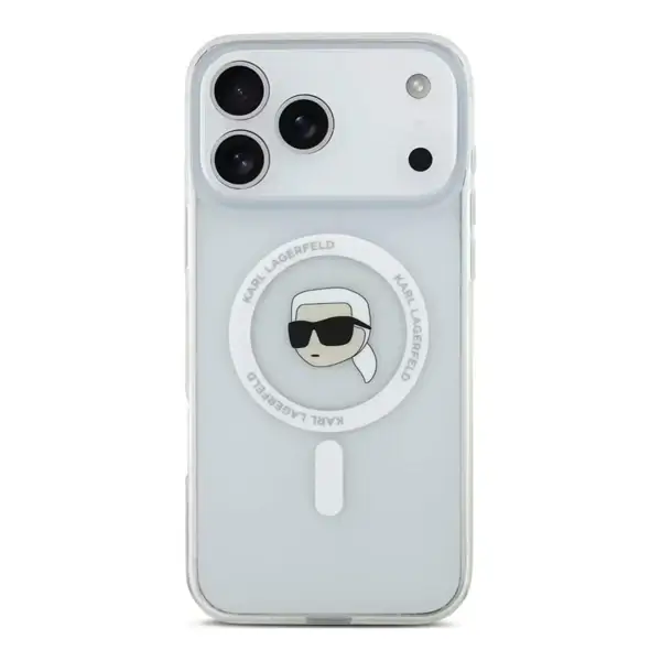 Coque Pour iPhone 17 Pro Max avec tête de Karl Lagerfeld. Compatible MagSafe, Transparent – KLOHMP17XHLSKIH – Image 2