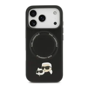 Coque Pour iPhone 17 Pro Max avec épingles tête de Karl et choupette Karl Lagerfeld, Compatible MagSafe, Cuir - KLOHMP17XPSMLRKCK