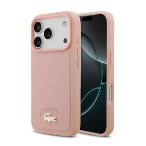 Coque Pour iPhone 17 Pro Max avec logo crocodile Lacoste, Compatible MagSafe, Silicone, Rose – LCHMP17XPBLP