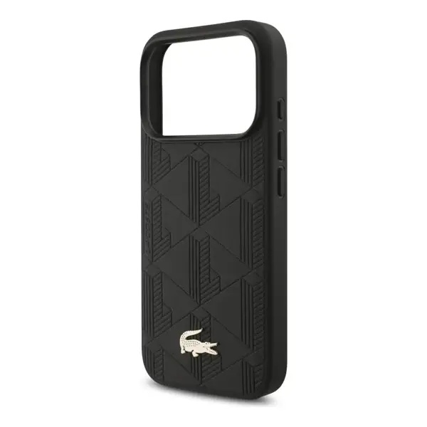 Coque Pour iPhone 17 Pro avec logo crocodile Nomogramme Gold Lacoste, Compatible MagSafe, Cuir, Noir – LCHMP17LPNOK – Image 3