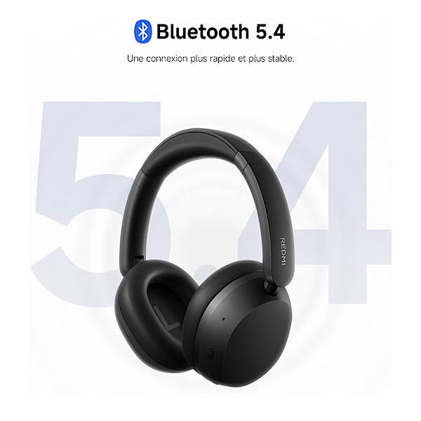 XIAOMI Redmi Headphones Neo, Casque Bluetooth sans Fil Anti-Bruit, Noir Transducteur 40 mm, audio filaire Hi-Res, appels antibruit IA à 3 micros, Bluetooth 5.4, Fast Pair – Image 3